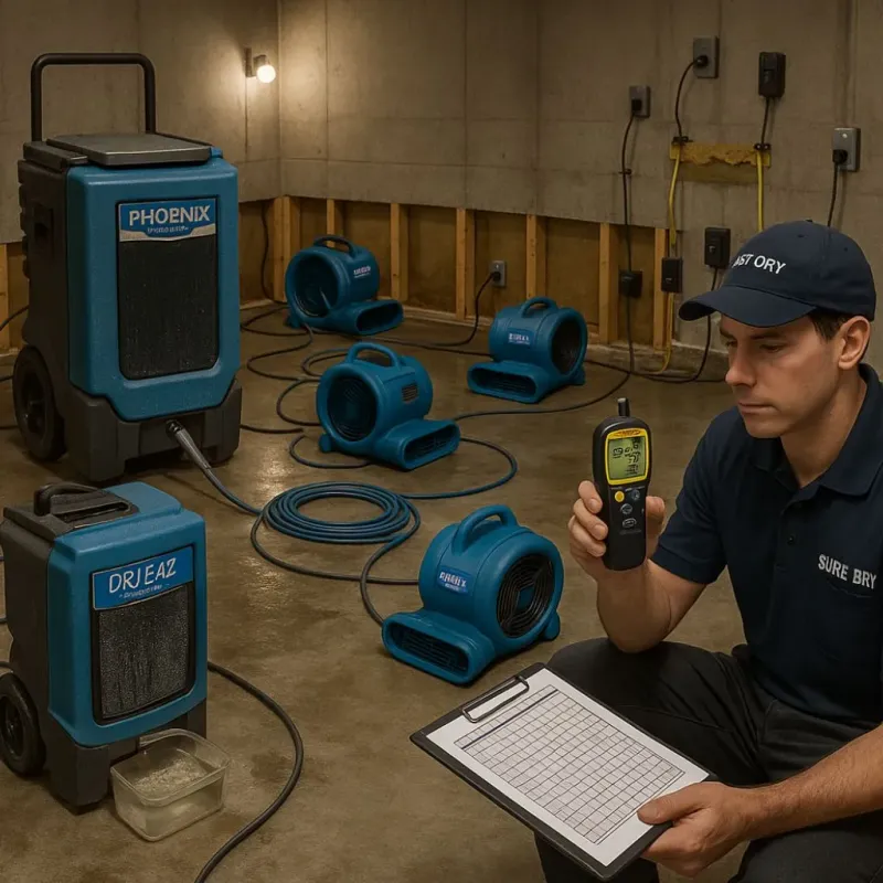 Structural Drying and Dehumidification process in Lowell, NC
